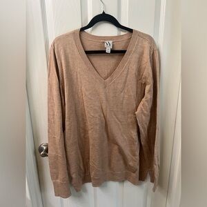 Worthington V-Neck Sweater in Warm Tan XXL